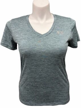 Under Armour HeatGear Teal Heather V-Neck Short Sleeve Athletic Tee Medium NWOT